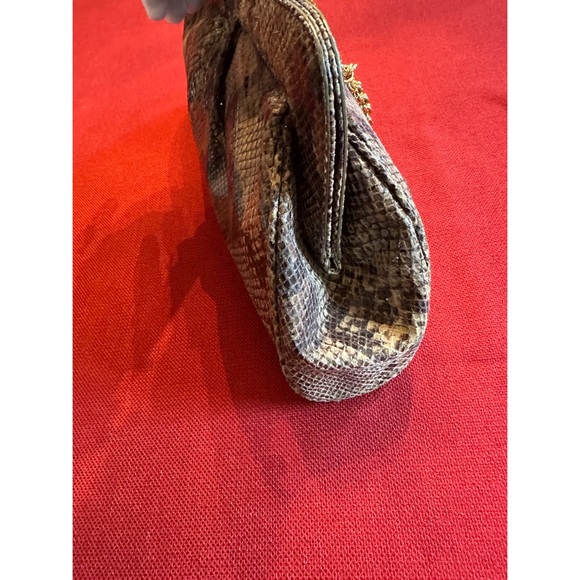 Perlina Python Embossed Leather Shoulder Purse - Picture 6 of 14